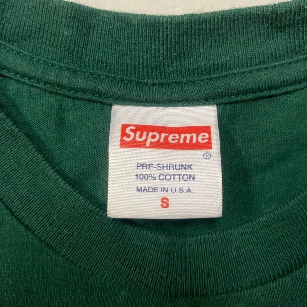 Supreme Long Sleeve T-Shirt Mens S Green Cotton Crew Neck Made in USA ✅